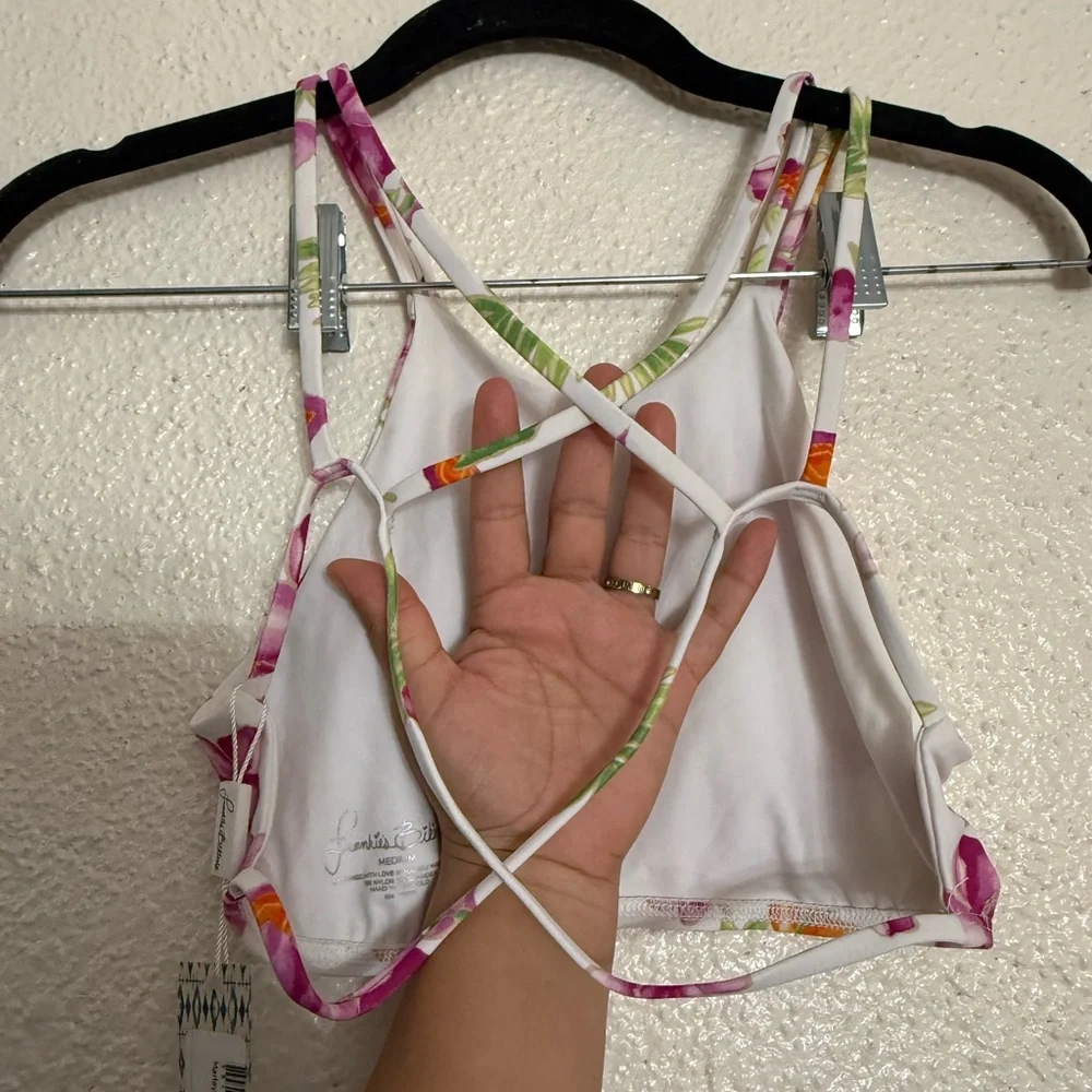 Frankies Bikinis Marley floral halter tropical bouquet bikini top NWT sizeMedium